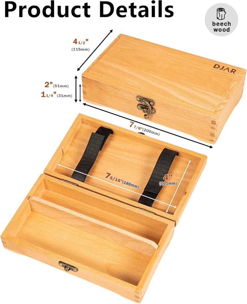 Dajar Artist Supply Box with Locking Clasps, Small Wooden Art Tool Box for Artist Supplies, Brushes, Pencils, Erasers, Tool Storage Organizer, Natural - Image 2